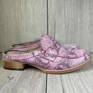 Freebird By Steven Monalisa Pink SnakeSkin Print Leather Mule Shoe Womens Size 9